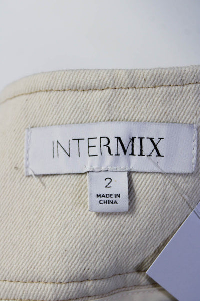 Intermix Womens Mid Rise Straight Leg Cropped Denim Pants Ivory Size 2