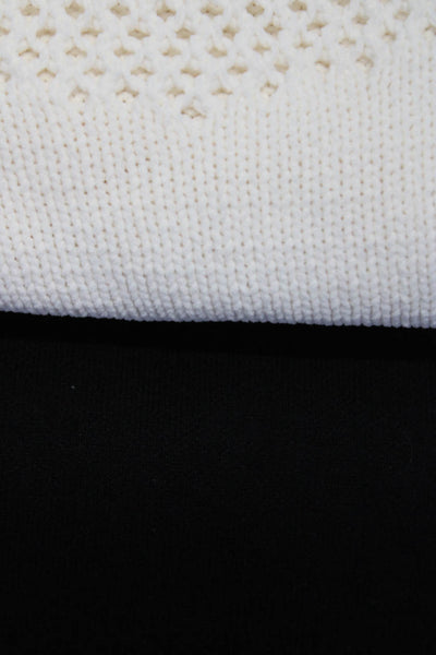 Zara Womens Hooded Loose Knit Crop Sweater Black Ivory Size Small Lot 2