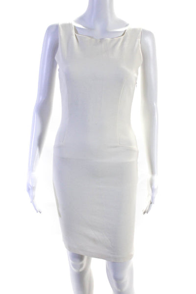 Versace Womens Square Neck Sleeveless Back Cutout Sheath Dress White Size 4