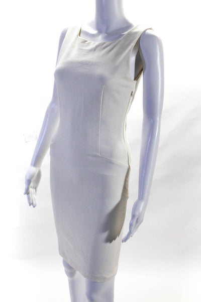 Versace Womens Square Neck Sleeveless Back Cutout Sheath Dress White Size 4