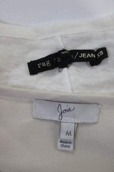 Joie Rag & Bone Womens Silk Pleated Button Up Blouse Top Beige Size M XS Lot 2