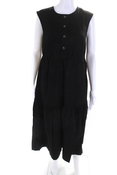 Everlane Womens Black The Tiered Midi Dress  Size XXS
