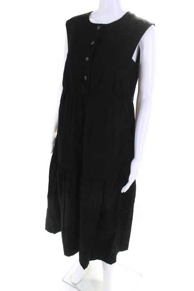 Everlane Womens Black The Tiered Midi Dress  Size XXS