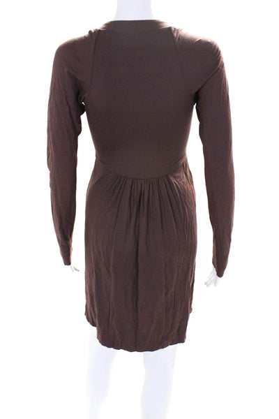 Prairie New York Womens Jersey Beaded V-Neck Empire Waist Dress Brown Size S