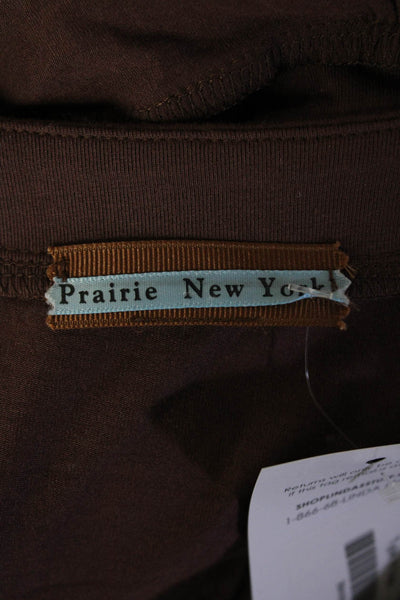 Prairie New York Womens Jersey Beaded V-Neck Empire Waist Dress Brown Size S