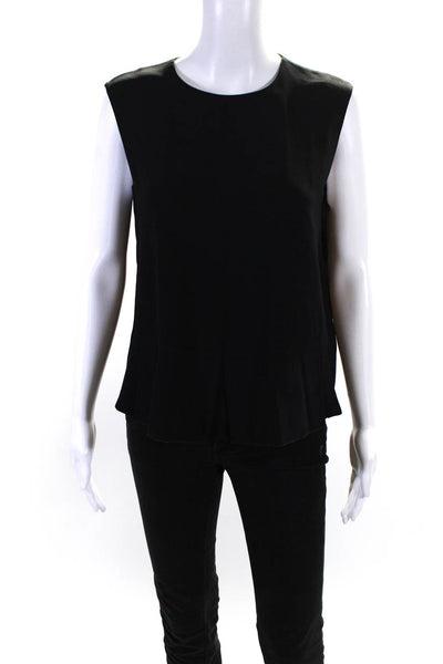 Emporio Armani Women's Pleated Hem Sleeveless Blouse Black Size 46