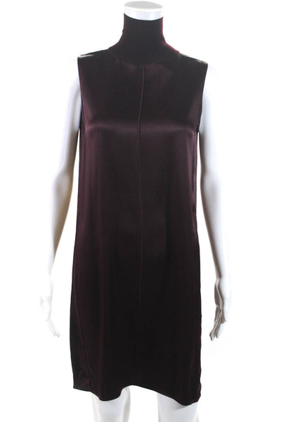 Rag & Bone Women's Sleeveless Ribbed High Neck Shift Dress Burgundy Size S