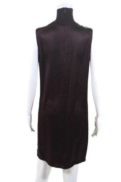 Rag & Bone Women's Sleeveless Ribbed High Neck Shift Dress Burgundy Size S