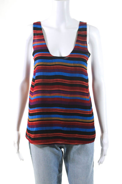 Joie Women's Silk Striped Scoop Neck Sleeveless Blouse Multicolor Size S