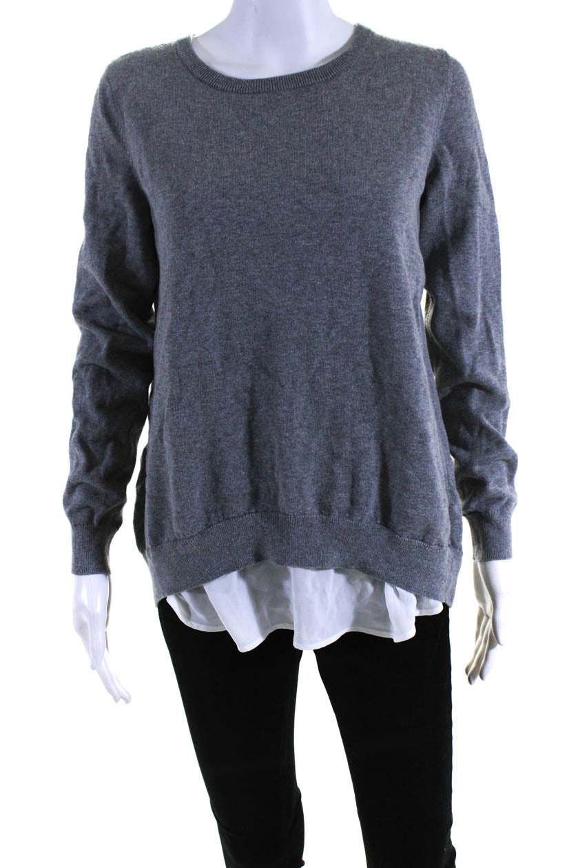 Lord & Taylor Womens Pullover Crew Neck Layered Sweatshirt Gray White -  Shop Linda's Stuff