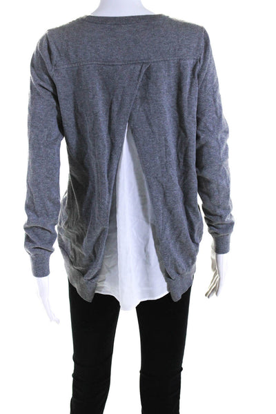 Lord & Taylor Womens Pullover Crew Neck Layered Sweatshirt Gray White Medium