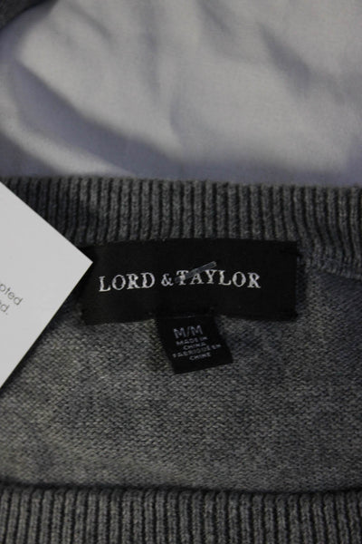 Lord & Taylor Womens Pullover Crew Neck Layered Sweatshirt Gray White Medium