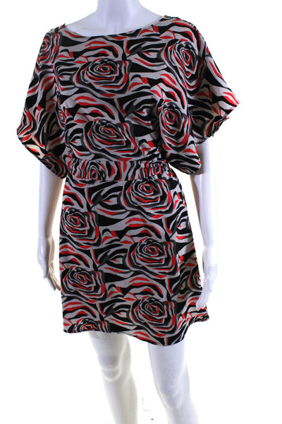 Vertigo Womens Back Zip Flare Sleeve Scoop Neck Rose Dress Black Gray Size XS