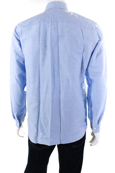 Theory Mens Light Blue Cotton Collar Linen Long Sleeve Button Down Shirt Size S