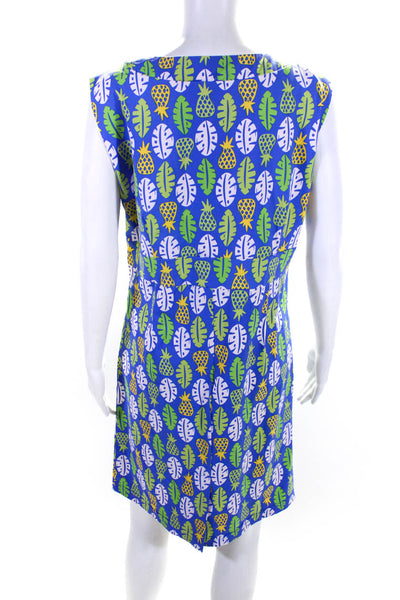 Katherine Way Women's Sleeveless Pineapple Print Knee Length Dress Blue Size M