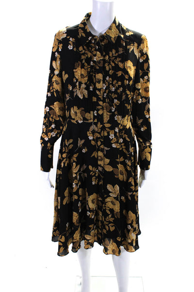 Nanette Nanette Lepore Women's Long Sleeve Belted Floral Midi Dress Black Size 6