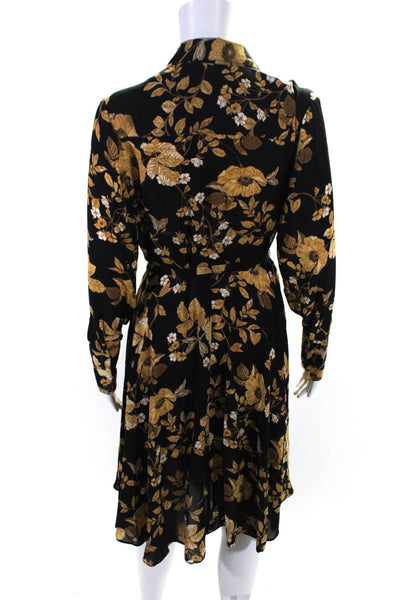 Nanette Nanette Lepore Women's Long Sleeve Belted Floral Midi Dress Black Size 6