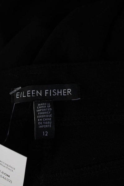 Eileen Fisher Womens Black High Rise Straight Leg Trouser Pants Size 12