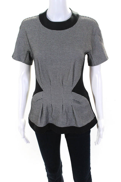 Thakoon Addition Womens Knit Two Tone Crew Neck Blouse Top Black Size 2