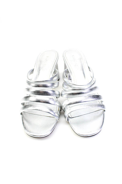 Marc Fisher Womens Strappy Slide On Shire 2 Sandal Heels Silver Size 6.5 Medium