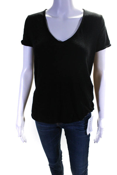 Zadig & Voltaire Women's Cotton Shirt Sleeve V-Neck T-shirt Black Size M