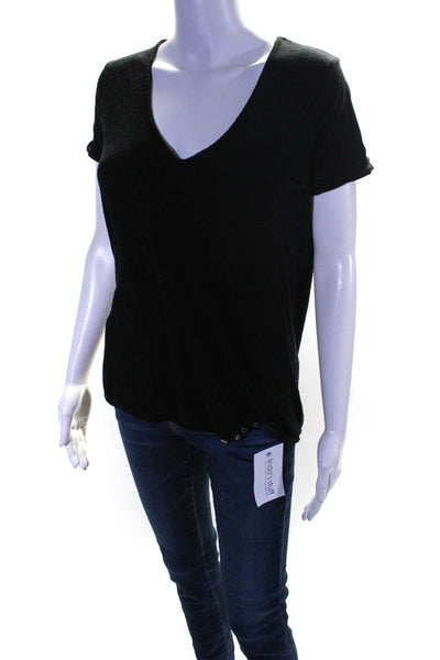 Zadig & Voltaire Women's Cotton Shirt Sleeve V-Neck T-shirt Black Size M
