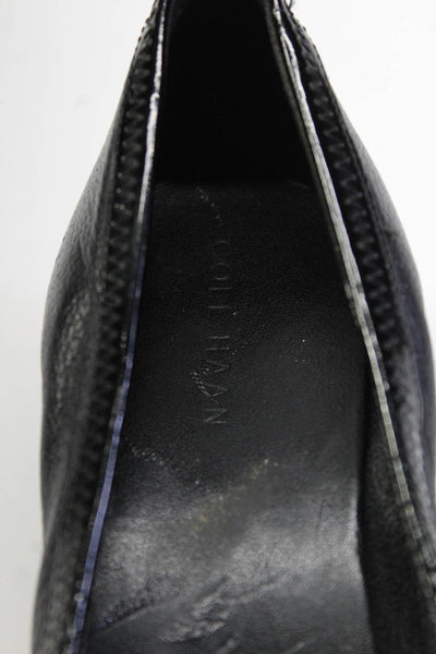 Cole Haan Wiomens Leather Cap Toe Slide On Wedge Pumps Black Size 5.5 B