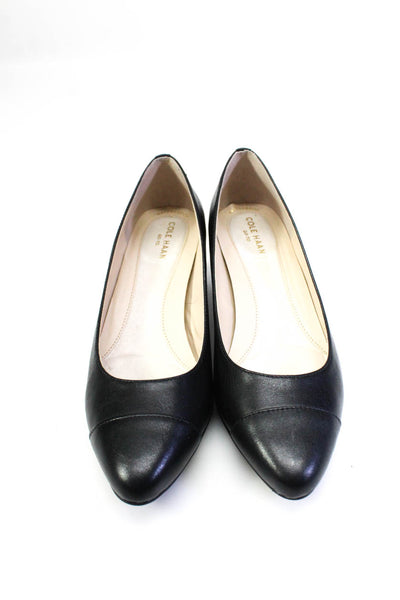 Cole Haan Go To Womens Leather Cap Toe Slide On Pumps Black Size 6.5 B