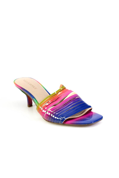 Villa Rouge Womens Strappy Slide On Sandal Heels Multi Colored Rainbow Size 6.5