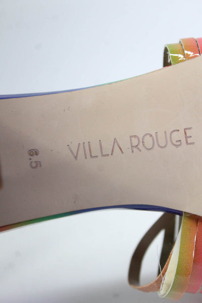 Villa Rouge Womens Strappy Slide On Sandal Heels Multi Colored Rainbow Size 6.5