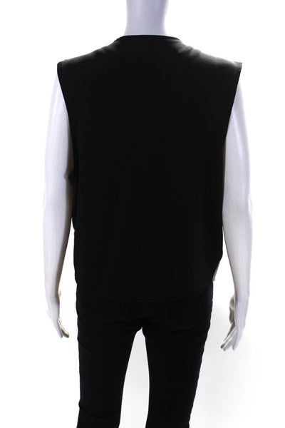 Positano Women's Hip Length Snap Front PVC Vest Black Size XL