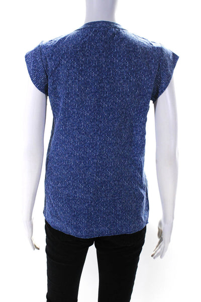 Joie Women's Printed Cap Sleeve V Neck Silk Blouse Blue Size XXS