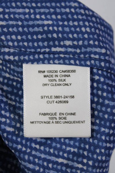 Joie Women's Printed Cap Sleeve V Neck Silk Blouse Blue Size XXS