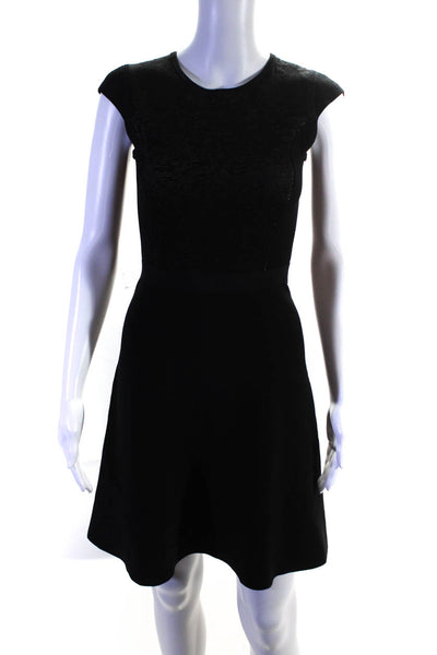 Rebecca Taylor Womens Knit Cap Sleeve Knee Length A-Line Dress Black Size XS