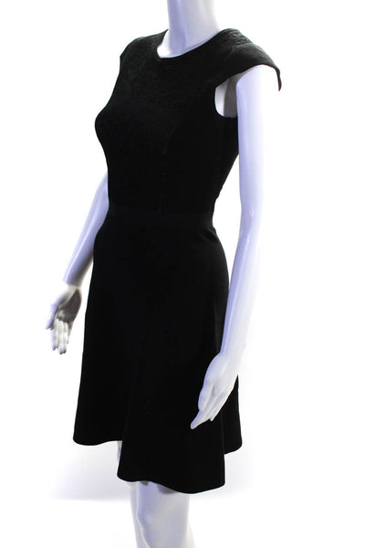 Rebecca Taylor Womens Knit Cap Sleeve Knee Length A-Line Dress Black Size XS