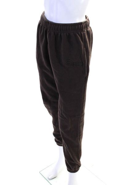 Suspicious Women's Elastic Waist Tapered Leg Jogger Pant Brown Size M