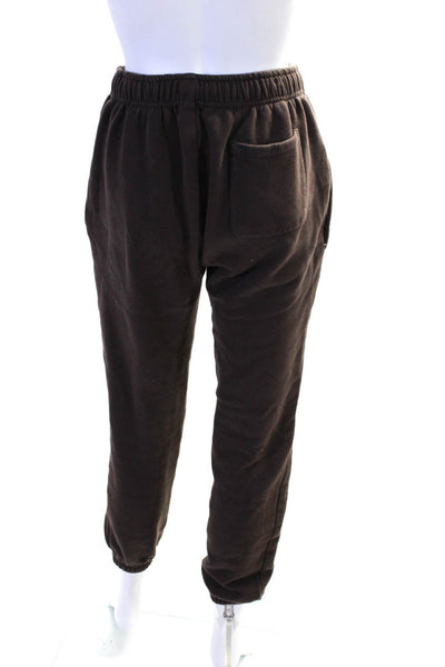 Suspicious Women's Elastic Waist Tapered Leg Jogger Pant Brown Size M