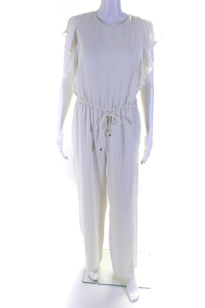 Lauren Ralph Lauren Women's Cap Sleeves Tie Waist Jumpsuit Ivory Size 4