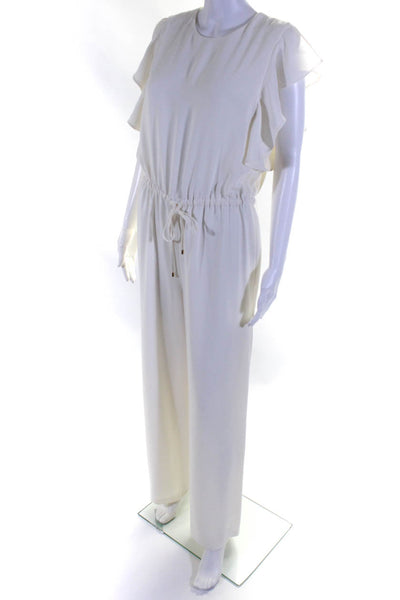 Lauren Ralph Lauren Women's Cap Sleeves Tie Waist Jumpsuit Ivory Size 4