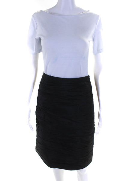 Rickie Freeman Teri Jon Women's Zip Closure Cinch Midi Skirt Black Size 4