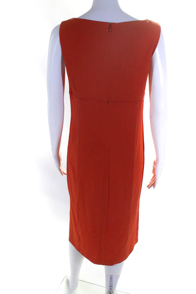 DKNY Women's Round Neck Sleeveless A-Line Midi Dress Orange Size S