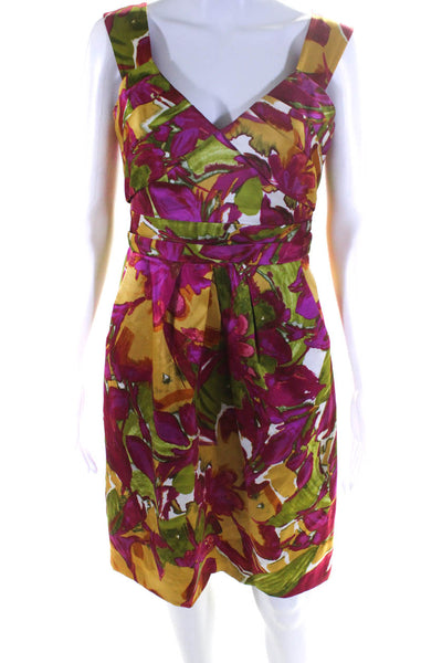 Kay Unger Women's V-Neck Sleeveless Bodycon Mini Dress Multicolor Size 4