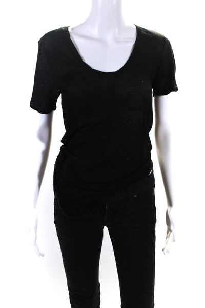 Helmut Lang Womens Scoop Neck Short Sleeve Basic T-Shirt Top Black Size PS