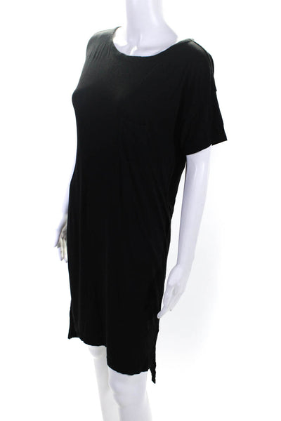 T Alexander Wang Womens Short Sleeve Round Neck T-Shirt Dress Black Size M