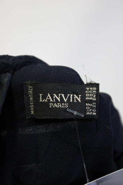 Lanvin Womens Silk Sheer Lining Long Sleeve Knee Length Shift Dress Blue Size M