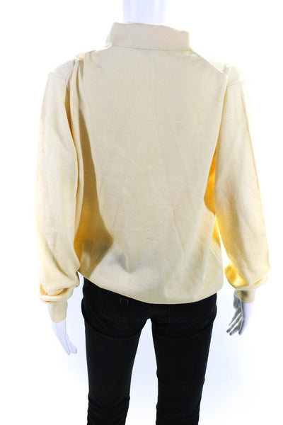 Dalmine Womens Merino Knit Long Sleeve Collared Polo Shirt Top Yellow Size 50