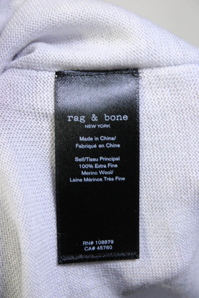 Rag & Bone Womens Merino Wool Thin-Knit Long Sleeve V-Neck Shirt Top Blue Size L