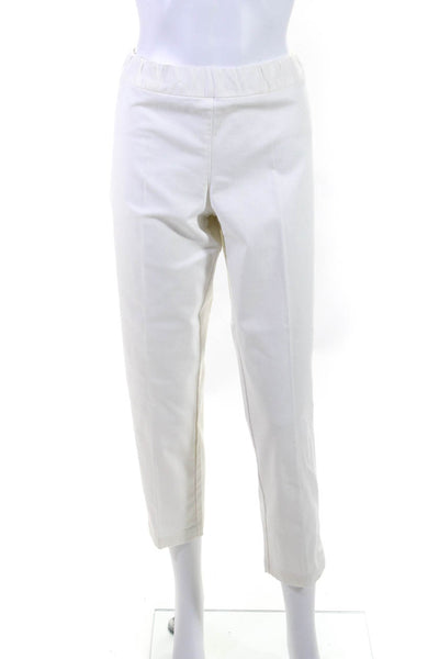 The Row Womens Pull On High Rise Creased Pants White Cotton Size Large