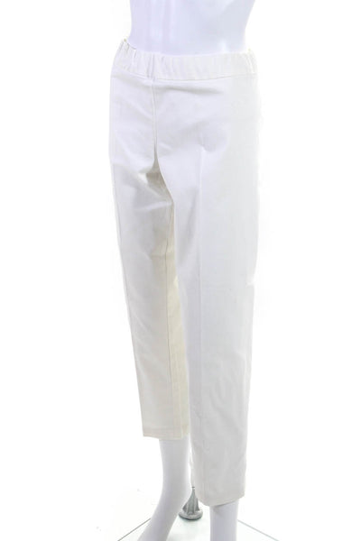 The Row Womens Pull On High Rise Creased Pants White Cotton Size Large