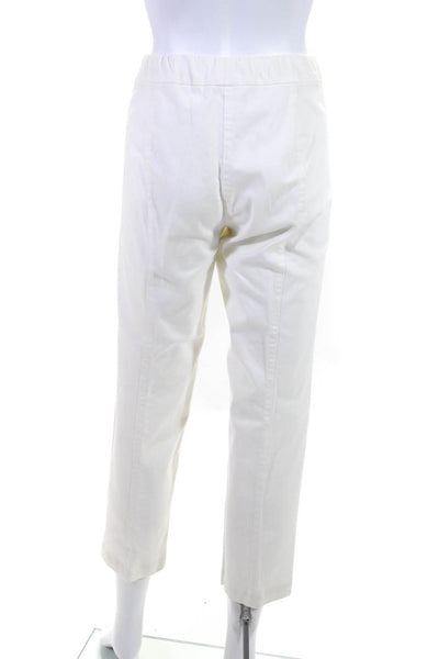 The Row Womens Pull On High Rise Creased Pants White Cotton Size Large